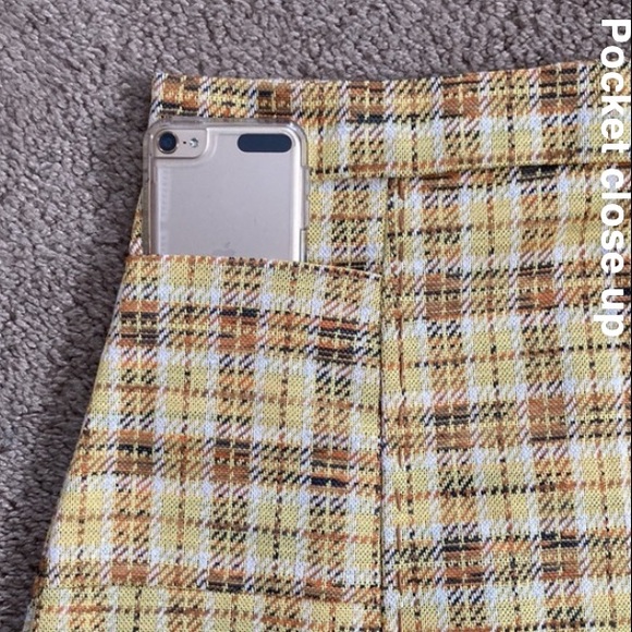 Vintage yellow warm toned plaid high waisted midi skirt, custom measurements - Picture 5 of 13